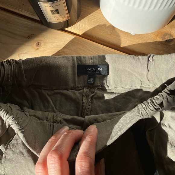 Vintage Babaton Olive Linen Shorts - Picture 4 of 5